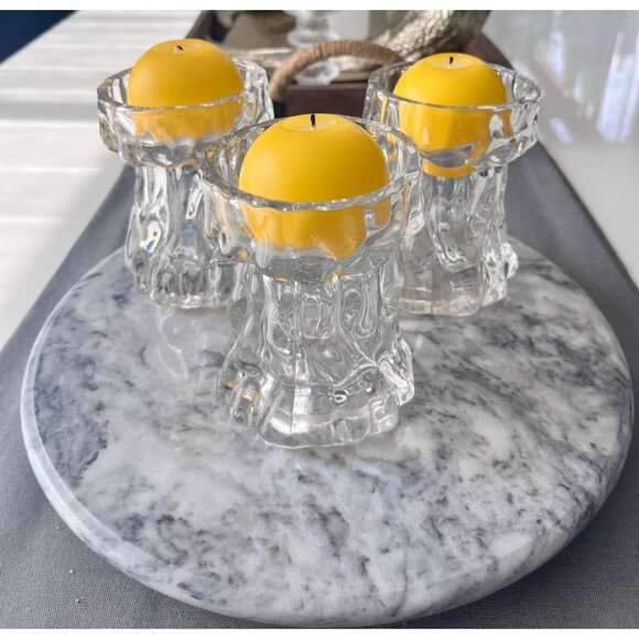 3-Vintage Ingrid Glashutte glass bark vase/candle holders made in Germany - Picture 3 of 5